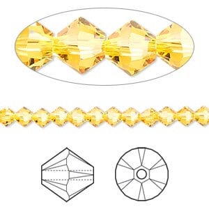 Bicone, Crystal, Crystal Passions®, Xilion, Sunflower, Yellow, 4mm Bead, (5328), 24 beads