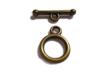 Clasp, Toggle, 13.5mm, Unknown metal, 9 pairs