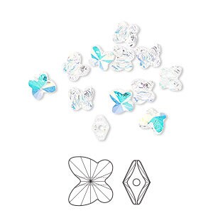 Bead, Butterfly, Crystal Passions®, Crystal AB, (5754), 5x4mm, 6 beads
