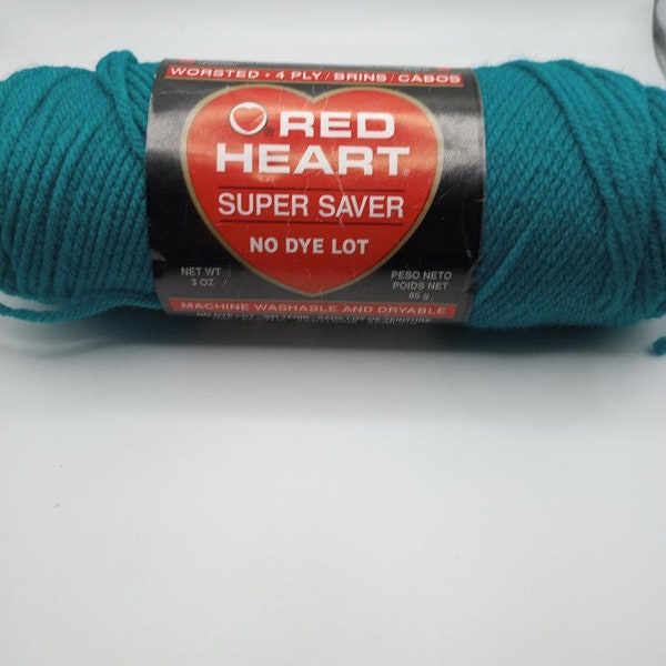 Yarn, Red Heart, Super Saver, 100% acrylic, Teal, #388 , 3 ozs, 1 skein