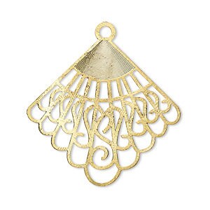 Focal, Lazer Lace, 32x31mm, Fancy Fan, Gold Finished Brass, Single Sided, 2 fans