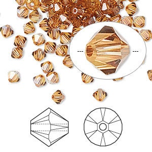 Bicone, Crystal, Crystal Passions®, Xilion, Copper, 4mm Bead, (5328), 24 beads