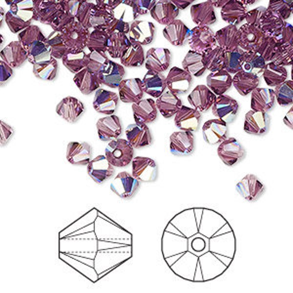 Bicone, Crystal, Crystal Passions®, Xilion, Iris AB, 4mm Bead, (5328), 24 beads