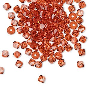 Bicone, Crystal, Crystal Passions®, Xilion, Indian Red, 4mm Bead, (5328), 24 beads