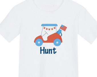 Unisex Fourth of July Golf Cart Summer Shirt, Girls and Boys Summer Golf Shirt, Toddler July Fourth Shirt, Golf Cart and a Golf Clubs Shirt