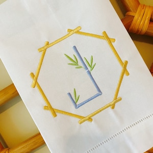 Monogrammed Bamboo Linen Guest Towel, Embroidered Hand Towel, Hostess Tea Towel, Personalized Bathroom Linen, Wedding/New Home Gift, Linen