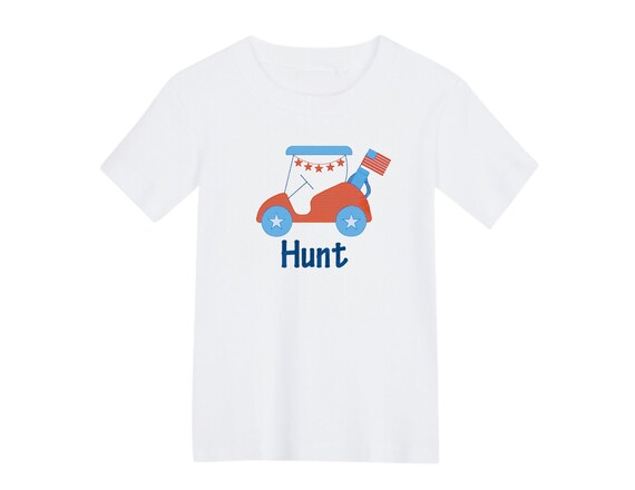 Unisex Fourth of July Golf Cart Summer Shirt, Girls and Boys Summer Golf Shirt, Toddler July Fourth Shirt, Golf Cart and a Golf Clubs Shirt