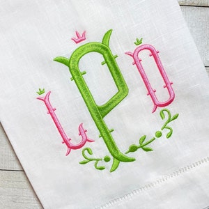 Monogrammed Hemstitch Linen Guest Hand Towel, Embroidered Tea Towel, Housewarming Gift, Hostess
