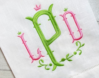 Monogramm Hohlsaum Leinen Gästehandtuch, besticktes Geschirrtuch, Housewarming Geschenk, Gästehandtuch