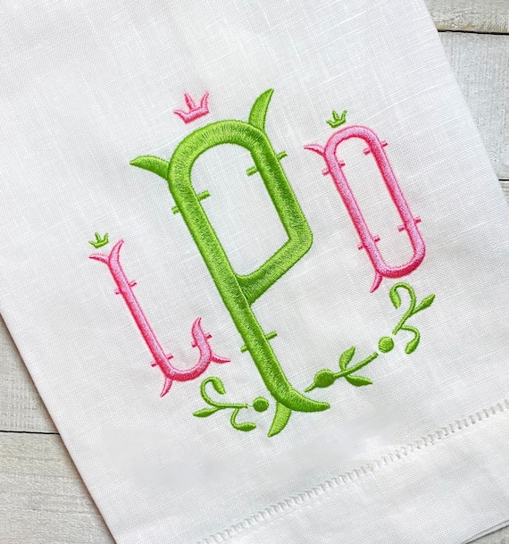 Monogrammed Hemstitch Linen Guest Hand Towel, Embroidered Tea Towel, Housewarming Gift, Hostess