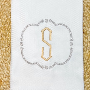 Monogrammed French Pique Hemstitch Linen Guest Hand Towel, Embroidered Pique Tea Towel, Housewarming Gift, Embroidered Thick Towel Hostess