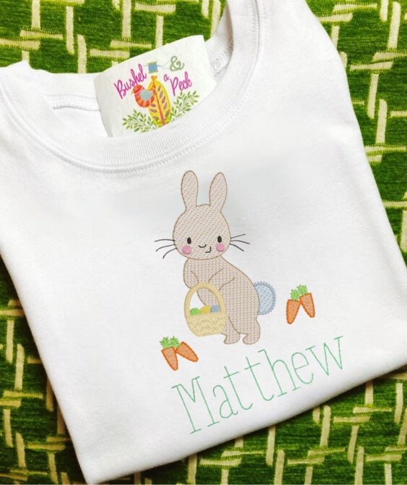 Embroidered Sweet Easter Rabbit Shirt, Long Sleeve, Short Sleeve, Sizes 6 Months to 12 Y, Unisex Baby Easter Shirt
