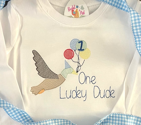 One Lucky Duck Birthday Shirt, Mallard First Birthday Shirt, One Lucky Duck Theme, Mallard Duck Theme. Mallard Unisex Bubble Suit Outfit