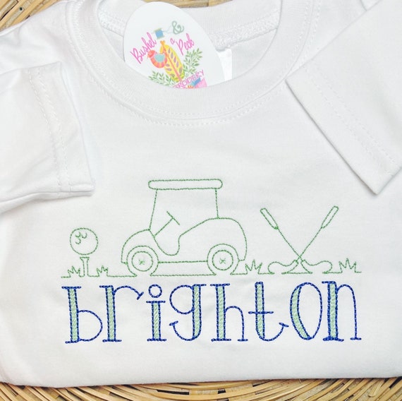 Personalized Embroidered Golf Trio Shirt, Long Sleeve, Short Sleeve, Ruffle, Plain, Sizes 6 Months to 12 Youth, Clubs, Gift