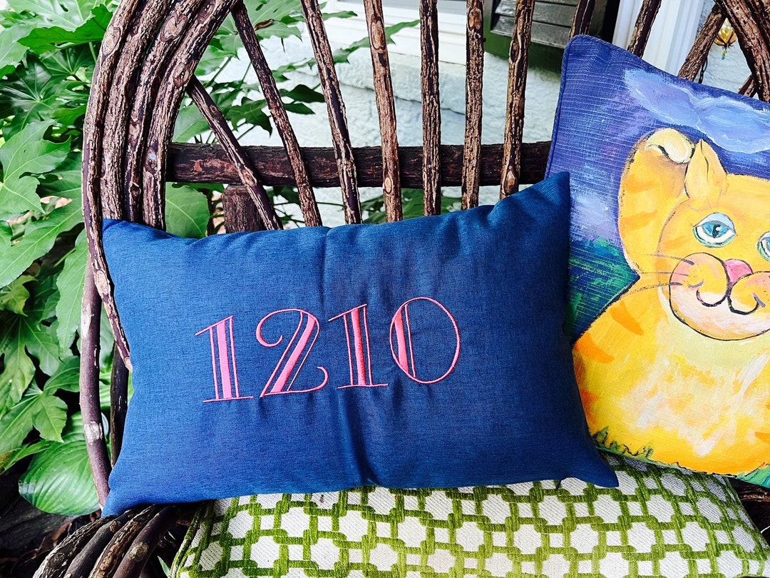 Embroidered House Number Outdoor Pillow Insert Option 12x20 Etsy