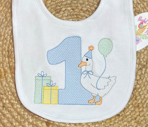 Embroidered One Silly Goose Bubble, First Goose  Shirt, Personalized First Birthday Shirt, Silly Goose  and Balloon Outfit, 1st Birthday Bib