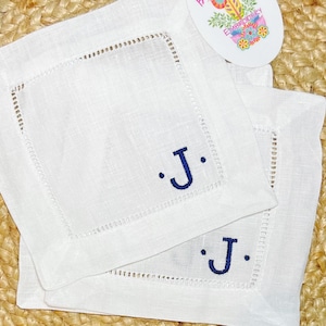 Embroidered Monogrammed Cocktail Napkins, Linen Cocktail Napkins, Housewarming Hostess Gift, Party Decor, Monogrammed Linen Wedding Gift