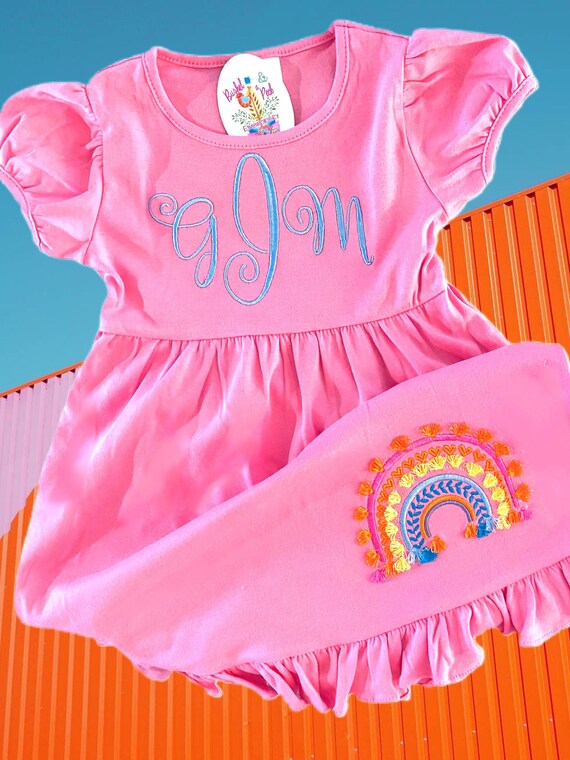 Personalized, Embroidered, Monogramed, Rainbow, Tassel, Birthday, Sister, Short Sleeve, Long Sleeve, Girls, Toddler, Baby, Dress, Gift