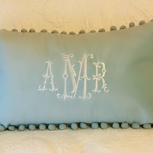 Embroidered Velvet Monogram Pillow Cover . Insert Not Included. 12x20 Personalized Lumbar Throw Pillow. Monogram Wedding Gift, Bedding