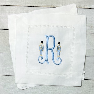 Embroidered Nutcracker Cocktail Napkins, Christmas Cocktail Napkins, Nutcracker Hostess Gift, Christmas Party Decor, Nutcracker Christmas