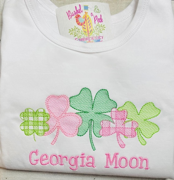Unisex, Embroidered, Personalized, Name, St Patrick's Day, Clover, Shirt, Long Sleeve, Short Sleeve, Toddler, Fast One Day Ship Gift, Girls