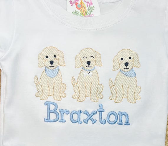 Unisex St. Patrick's Day Dog Trio Shirt, Embroidered Dog Clover Shirt, Toddler Shamrock Shirt, Kids Saint Patrick's Day T, Lucky Clovers Tee