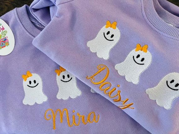 Girls Ghosts with Bows Sweatshirt, Toddler Ghost Sweater, Girls Halloween Sweatshirt, Halloween Sweatshirt, Boo Sweatshirt, Girls Ghost Top