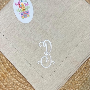 Custom Embroidered Dinner Napkins, Classic Hemstitch Dinner Linen Napkins, 20 x 20, Wedding Decor, Holiday Table Linens, Monogrammed Linens