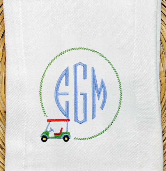 Unisex Golf Cart Monogram Burp Cloth Bib, Embroidered Golf Bib, Newborn Golfer Bib and Burp Set, Golf Baby Shower Gift