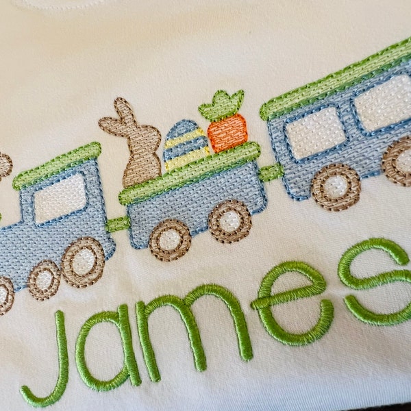 Embroidered Name, Bunny, Easter Train, Egg, Rabbit Shirt, Long Sleeve, Short Sleeve, Sizes 6 Months to 12 Y, Unisex Easter Shirt