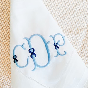 Custom Embroidered Dinner Napkins, Classic Hemstitch Dinner Linen Napkins, 20 x 20, Wedding Decor, Table Linens