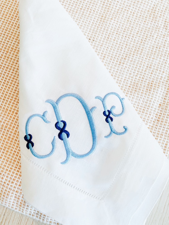 Custom Embroidered Dinner Napkins, Classic Hemstitch Dinner Linen Napkins, 20 x 20, Wedding Decor, Table Linens
