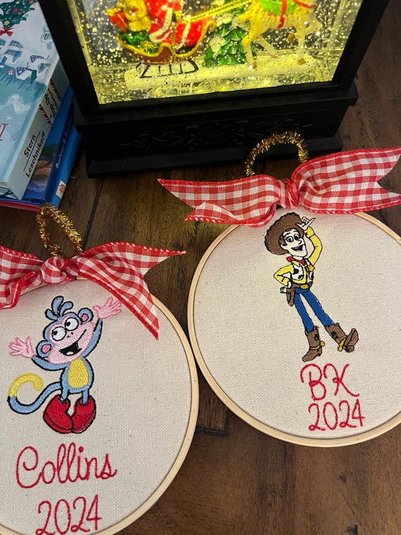 Embroidered Favorite Theme Ornament/Layette/Shirt, Kids Theme Shirt, Cartoon Show Design Girls Ornament, Toddler Movie Christmas Ornaments
