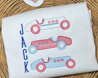 Camisa unisex de coches de verano del 4 de julio, camisa de verano para niñas y niños, camisa de coches y estrellas para niños pequeños, camisa de verano unisex para niños pequeños