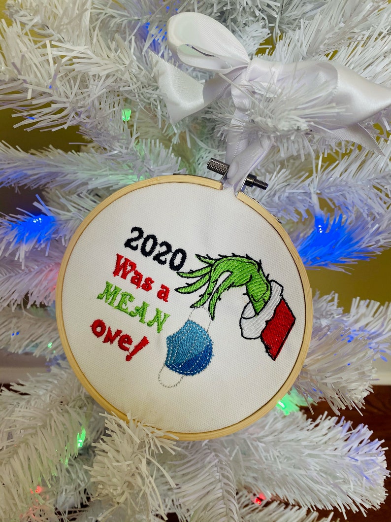 Grinch 2020 Mean One Ornament Embroidery Hoop Christmas Etsy