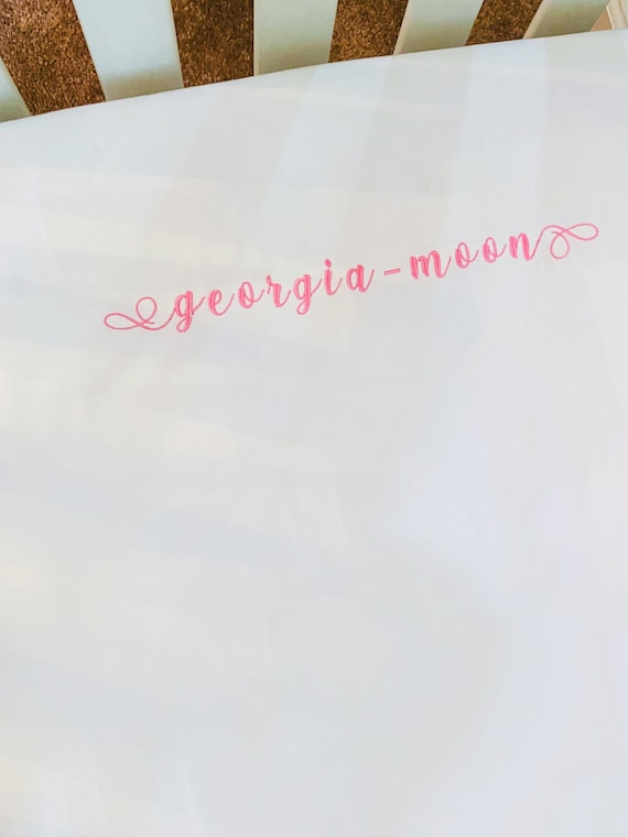 Embroidered, Personalized, Cotton, Baby Girl, Fitted Crib Sheet, Nursery, Toddler Bedding