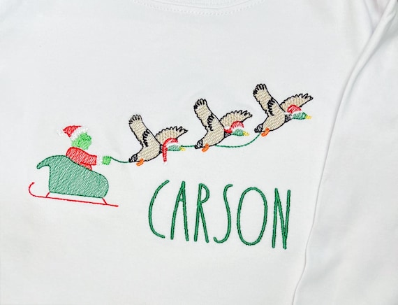 Embroidered Christmas the Green One and Ducks Shirt, Christmas Mallard Long Sleeve, Boys Mean One Short Sleeve, Kids Hunting and Grinch Tee