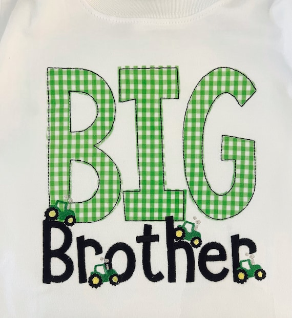 Big Brother Appliquéd Tractor Shirt, Farming Big Brother, Little Brother Shirt, Toddler Sibling Shirt