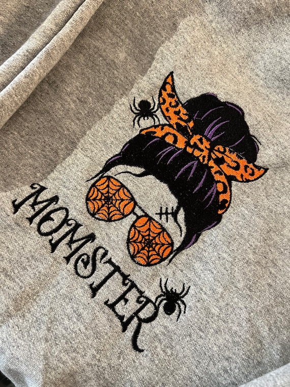 Embroidered Gildan Momster Sweatshirt, Mom Sweatshirt, Halloween Sweatshirt, Mom Gift