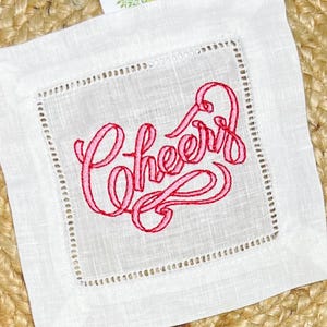 Embroidered Monogrammed Cocktail Napkins, Linen Cocktail Napkins, Housewarming Hostess Gift, Party Decor, Monogrammed Linen Wedding Gift