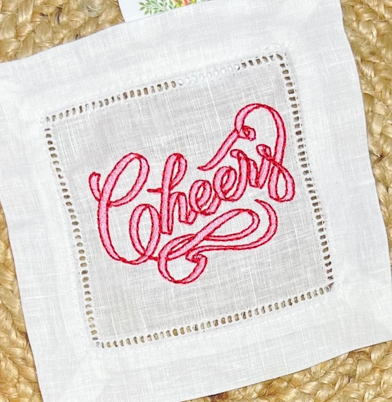 Embroidered Monogrammed Cocktail Napkins, Linen Cocktail Napkins, Housewarming Hostess Gift, Party Decor, Monogrammed Linen Wedding Gift
