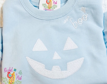 Glittered Unisex Kids Pumpkin Sweatshirt, Unisex Pumpkin Sweater, Girls Halloween Sweatshirt, Halloween Sweatshirt, Toddler Halloween Outfit