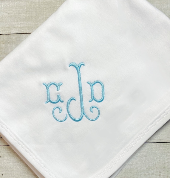 Embroidered Monogrammed Baby Receiving Blanket, Birthing, Baby Shower Gift