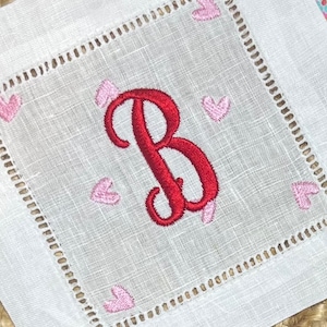 Embroidered Monogrammed Cocktail Napkins, Linen Cocktail Napkins, Housewarming Hostess Gift, Party Decor, Monogrammed Linen Wedding Gift