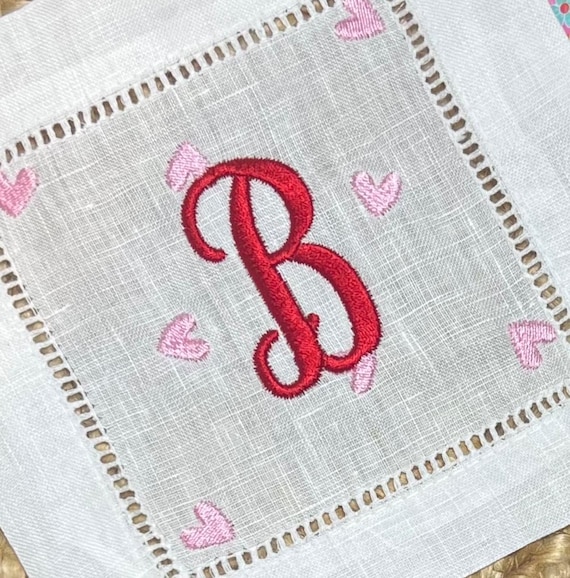 Embroidered Monogrammed Cocktail Napkins, Linen Cocktail Napkins, Housewarming Hostess Gift, Party Decor, Monogrammed Linen Wedding Gift
