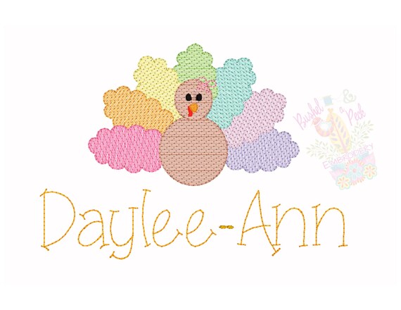 Embroidered Girls Turkey Shirt, Kids Thanksgiving shirt, Girls Turkey Long Sleeve, Toddler Turkey Short Sleeve Shirt, Kids Gobble Shirt