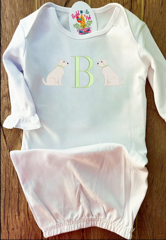 Dog Baby Gown/Shirt, Pick Your Design Toddler Bubble Suit, Embroidered Baby Outfit, Kids Monogrammed Shirt, Baby Shower Gift, Birthday Shirt