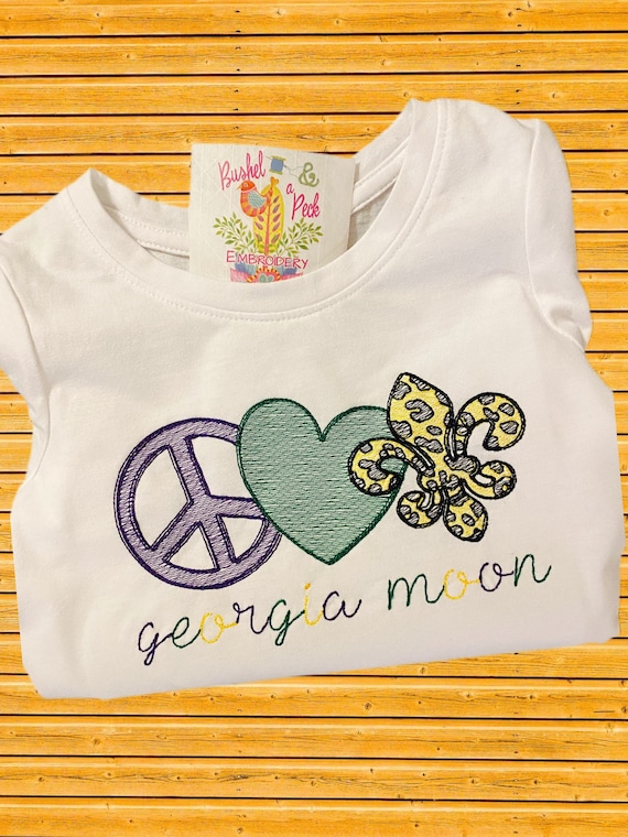 Mardi Gras, Personalized, Embroidered, Purple, Green, Gold, NOLA, Fleur De Lis, Long Sleeve, Short Sleeve, Ruffle, Plain, Top, Shirt