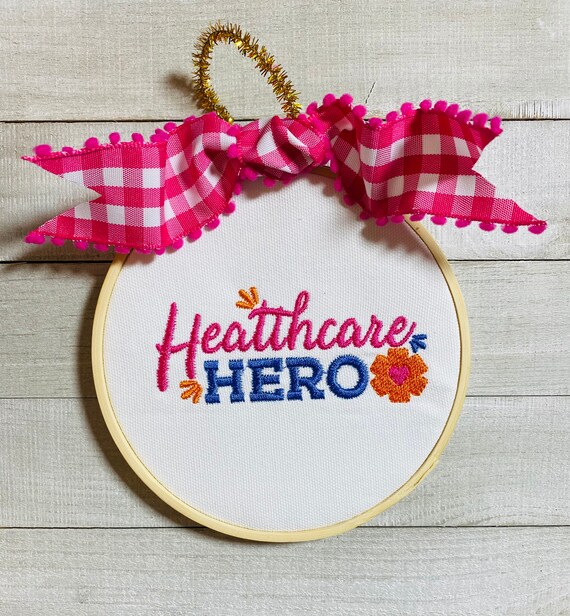 Embroidered Healthcare Worker Christmas Tree Ornament, EMS, Nurse, CNA, Doctor, Hero