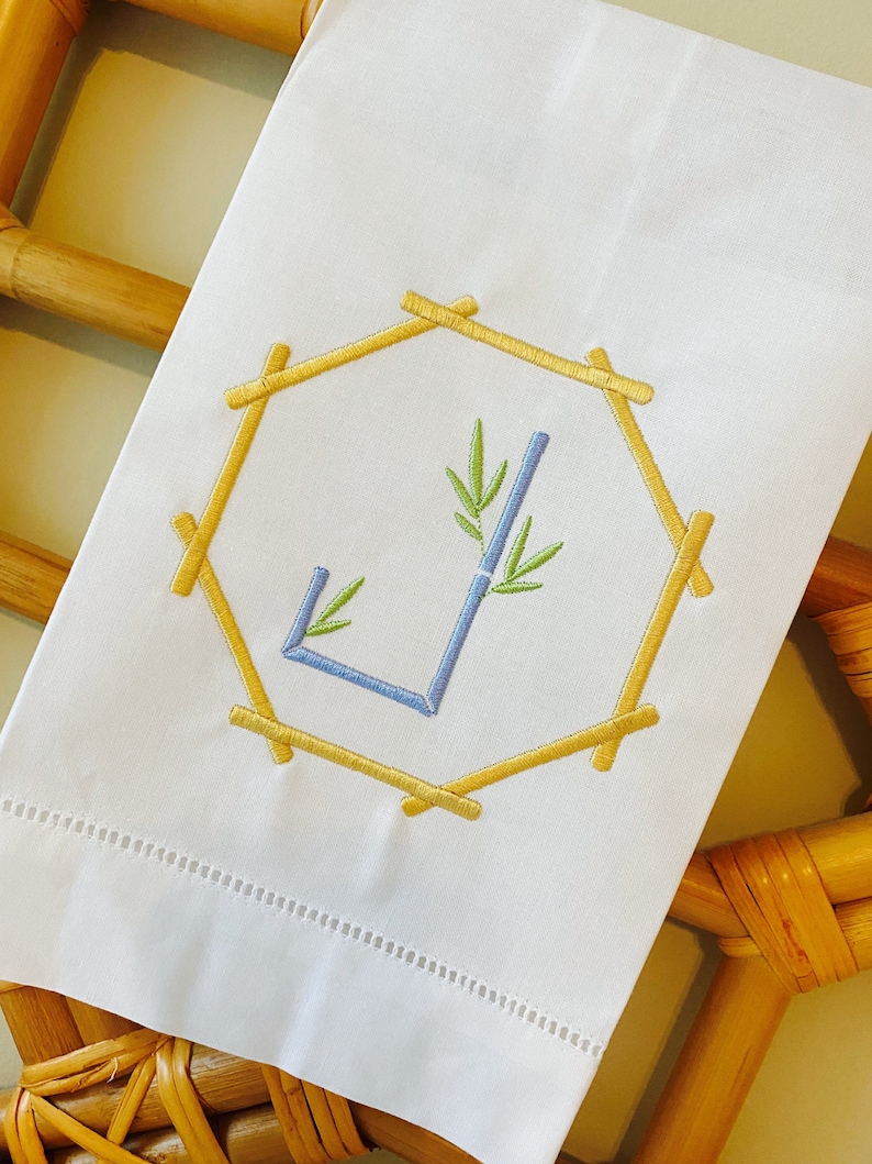 BushelanAPeckEmb Bamboo Linen Guest Towel